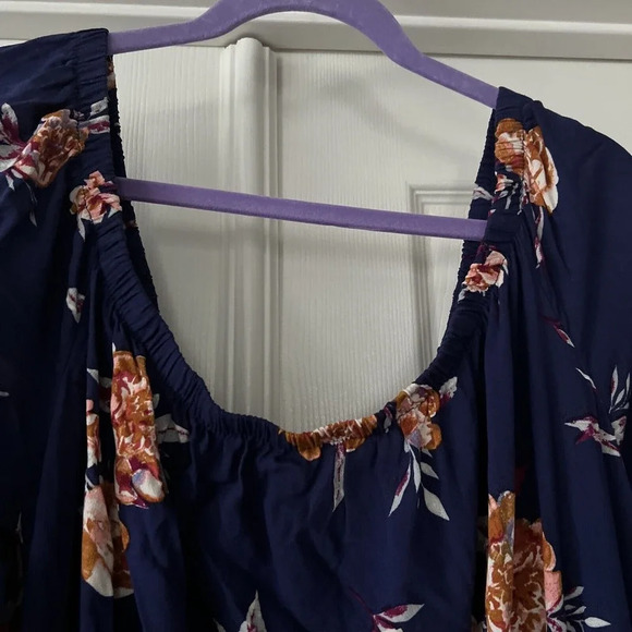 Xhilaration Womens Romper Jumper 4X Floral Boho Cottagecore Off The Shoulder - Picture 6 of 12
